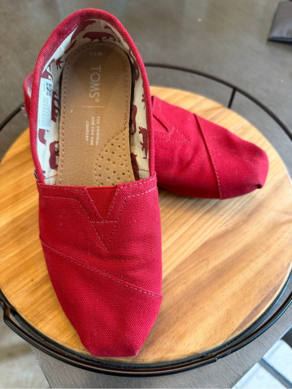 Toms Red Canvas Slip-On Moccasins